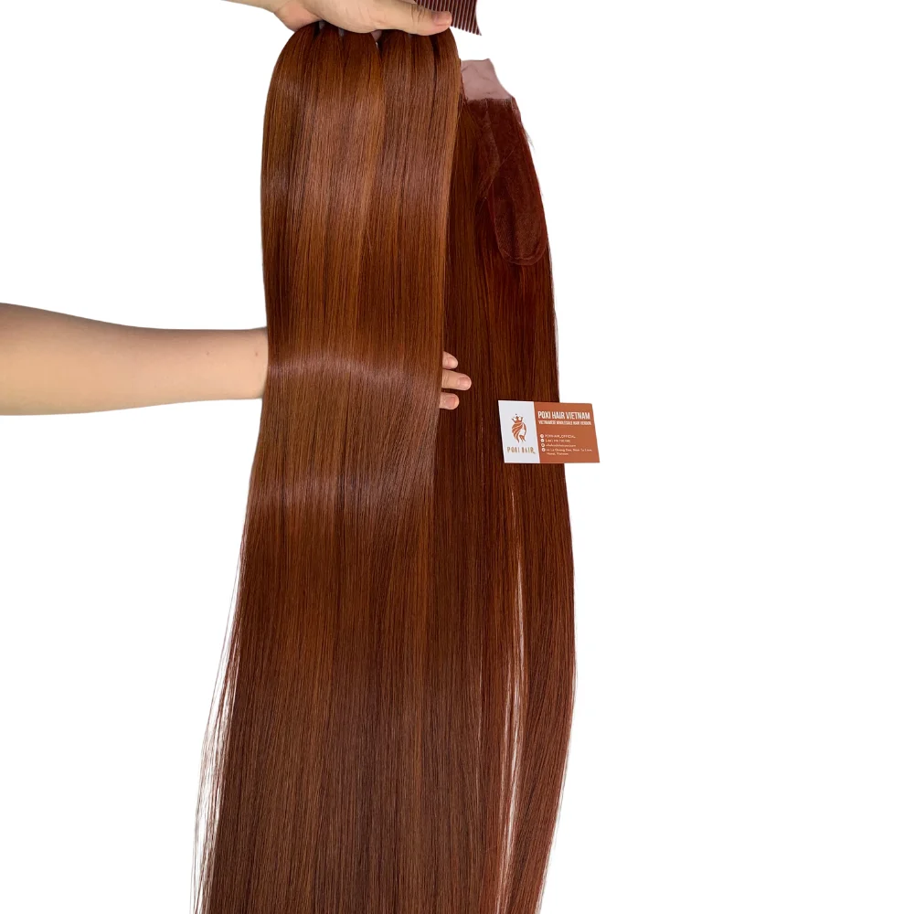 Best Quality Raw Vietnamese Human Hair Wigs Super Standard Long Hair Bunt Orange Color Bone Straight Hair Bundles Gluless Wigs