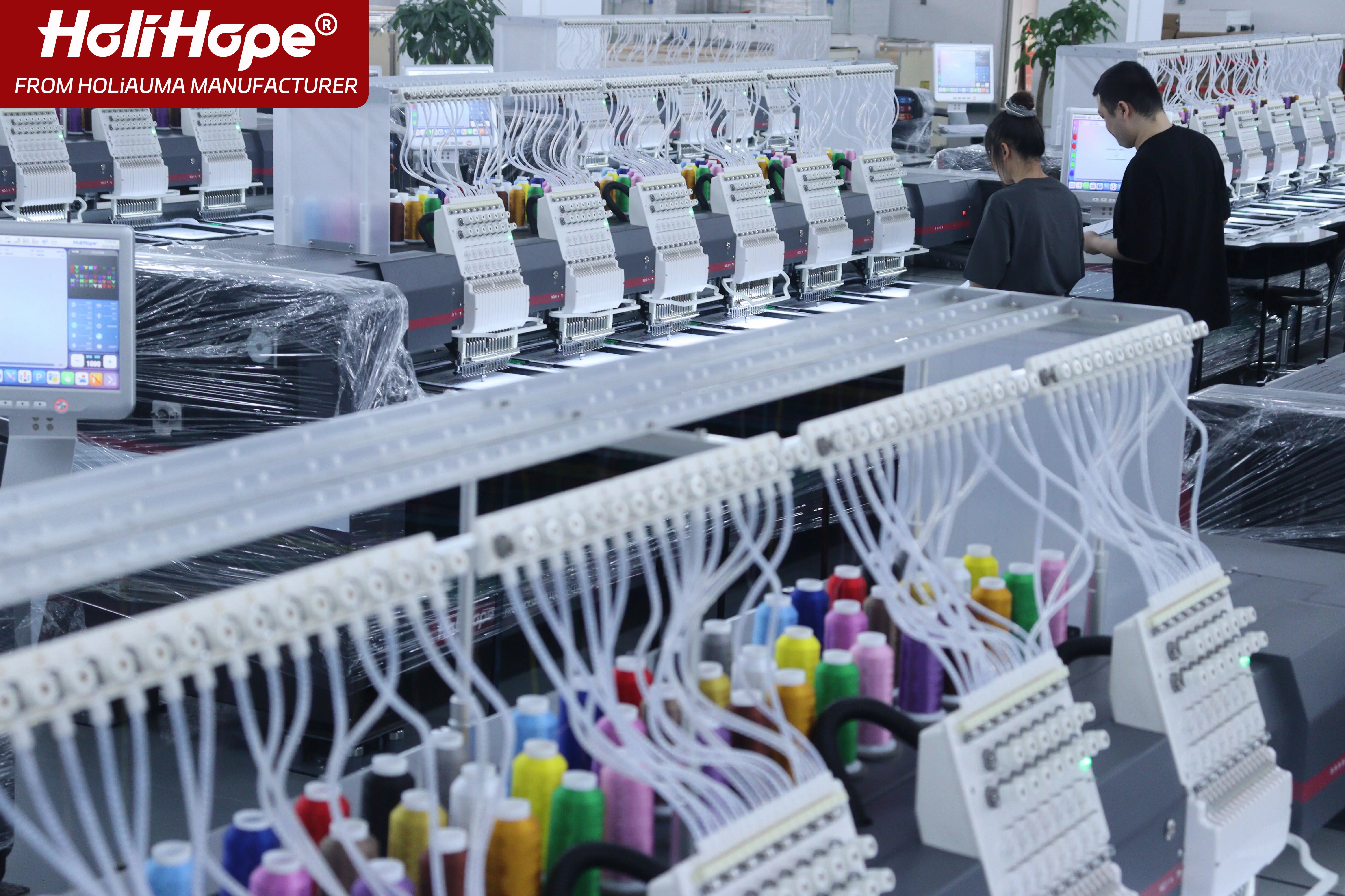 HO1508H-AI 15 Needles Computerized T shirt Embroidery Machine 1200 SPM 450*500mm Industrial Embroidery Machine 8 Head For Sale