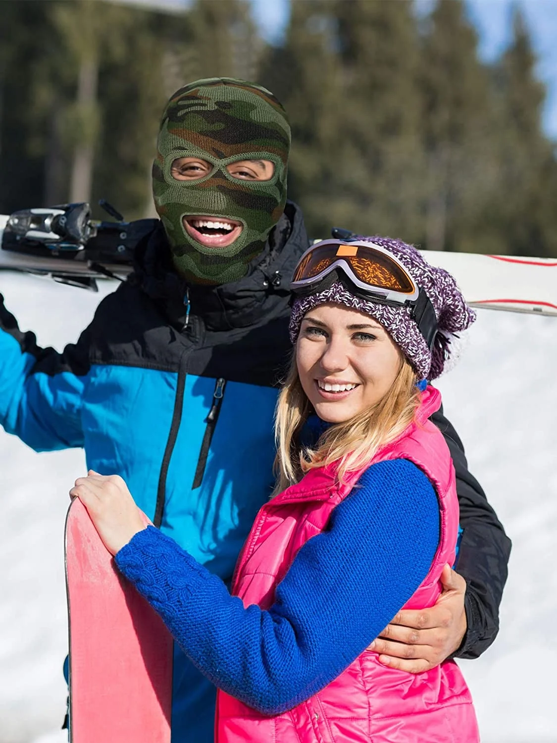 Custom Design Embroidery Logo Balaclava Motorcycle 2 Hole Full Face Knit Ski Mask