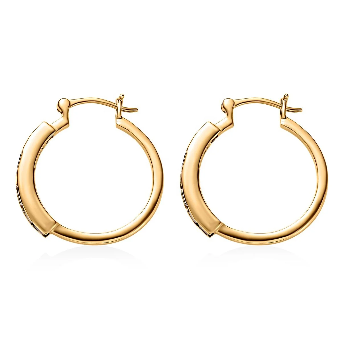 Princess Cut Multi-Tourmaline Hoop Earrings in Vermeil Yellow Gold Over Sterling Silver High Quality Wholesale Earrings Jewelry