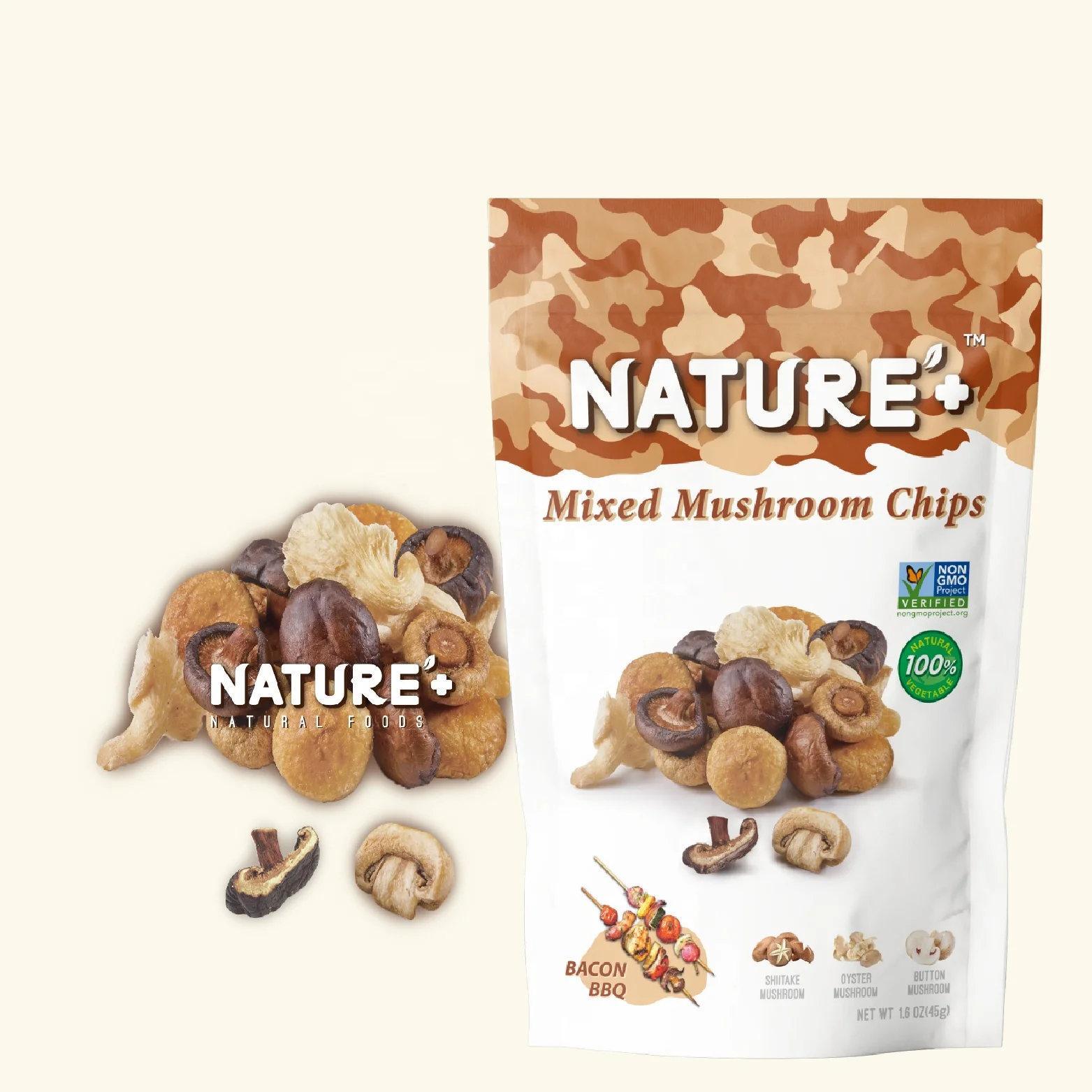 Vacuum Fried Mushroom Chips Bacon Low Salt Natural Nutrition Brand Snack Dried Snack