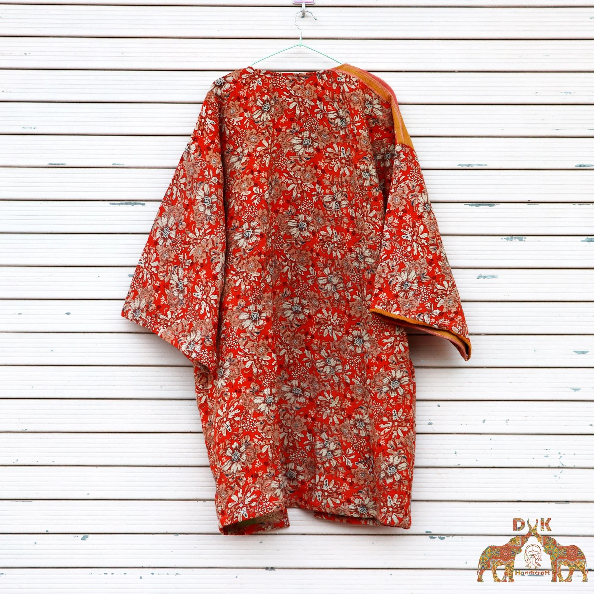 Wholesale casual Boho vintage kantha kimono robe fashion beach kimono jacket quilted reversible jacket