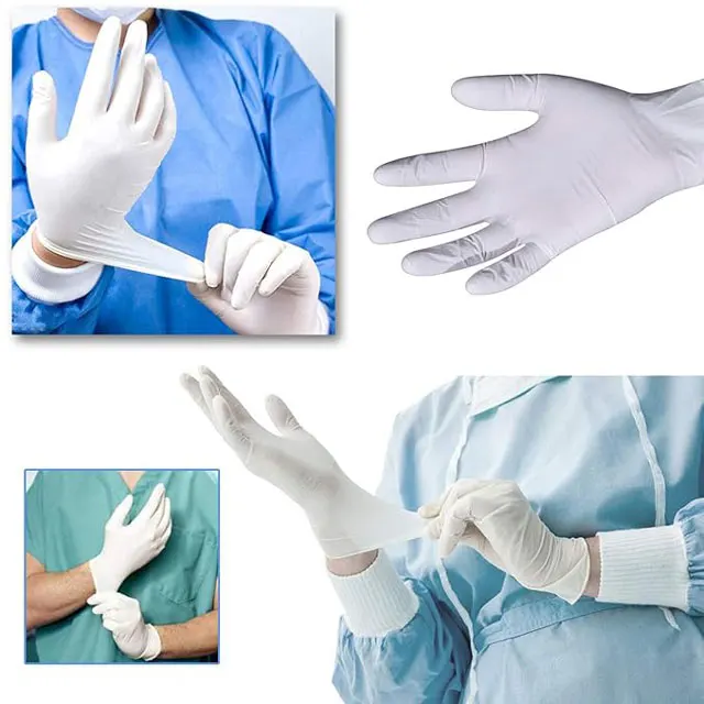Finger textured Disposable latex glove White Medical Use Powdered And Powder Free Sterile Latex surgical Gloves
