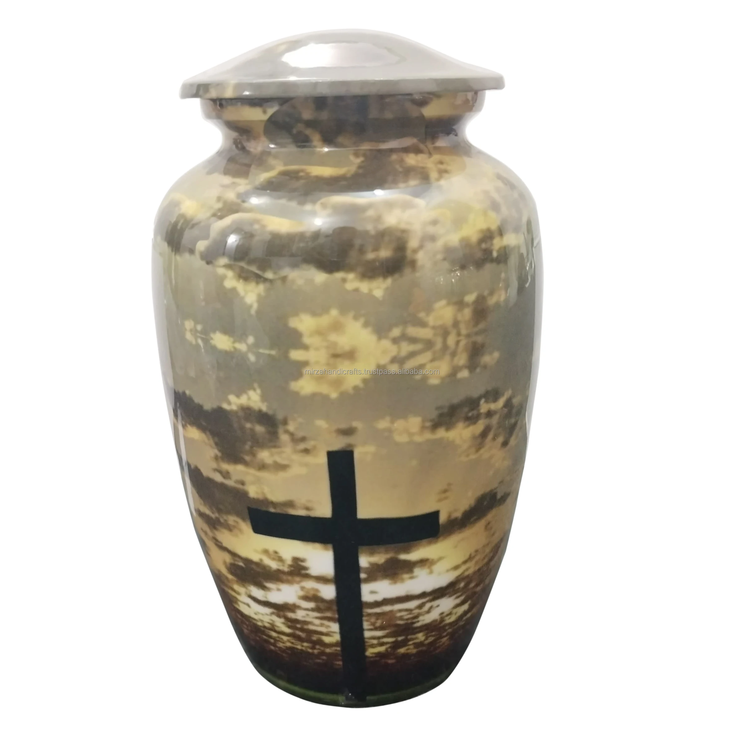 Funeral Cremation Urn Cross in Sky Cremation Urn for Human Ashes Hand Made in Metal Large Size for Adults