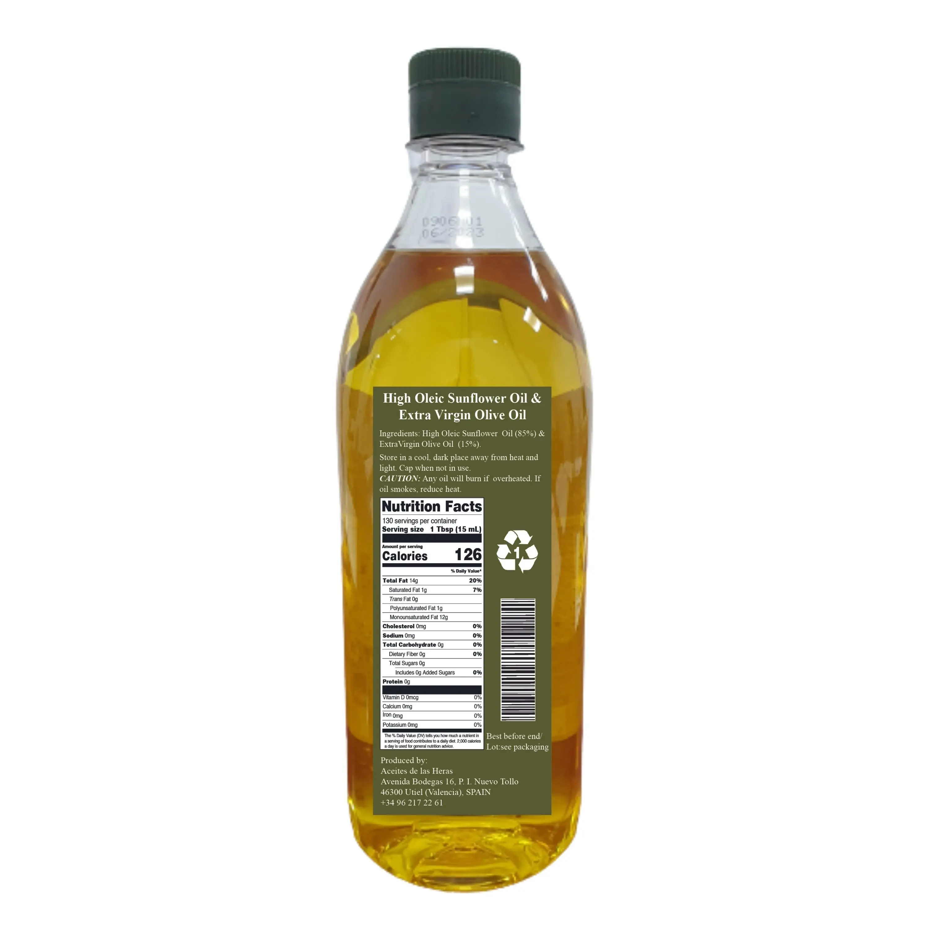 High Oleic Sunflower Oil & Extra Virgin Olive Oil Blend Olimedi 1 l PET Bertolli Bottle for retail, Sunflower Oil Blend