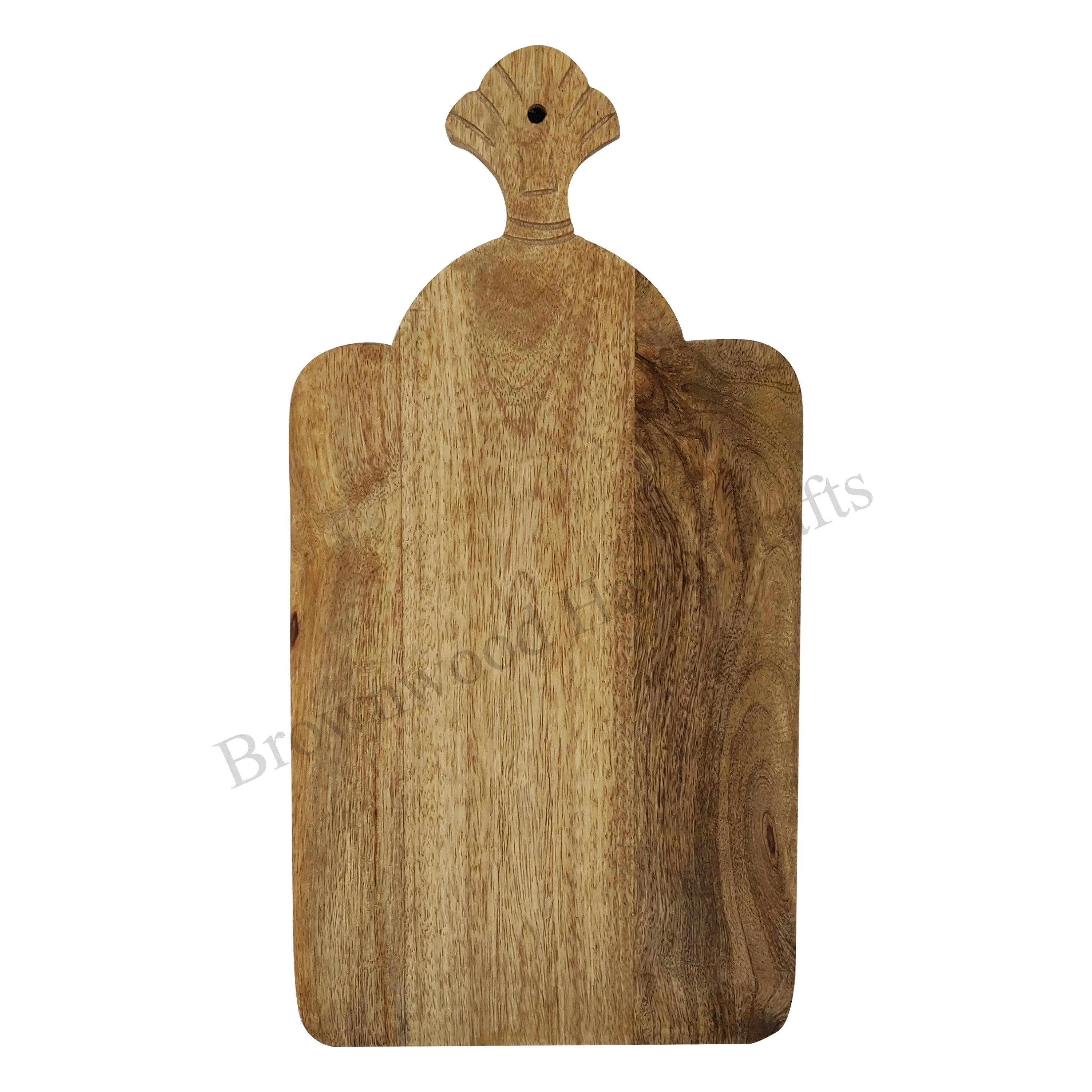 Top Selling Solid Mango Woods Cutting Board with Swamp Deer Horn Shape Handle Wooden Cutting and Serving Board at Factory Price