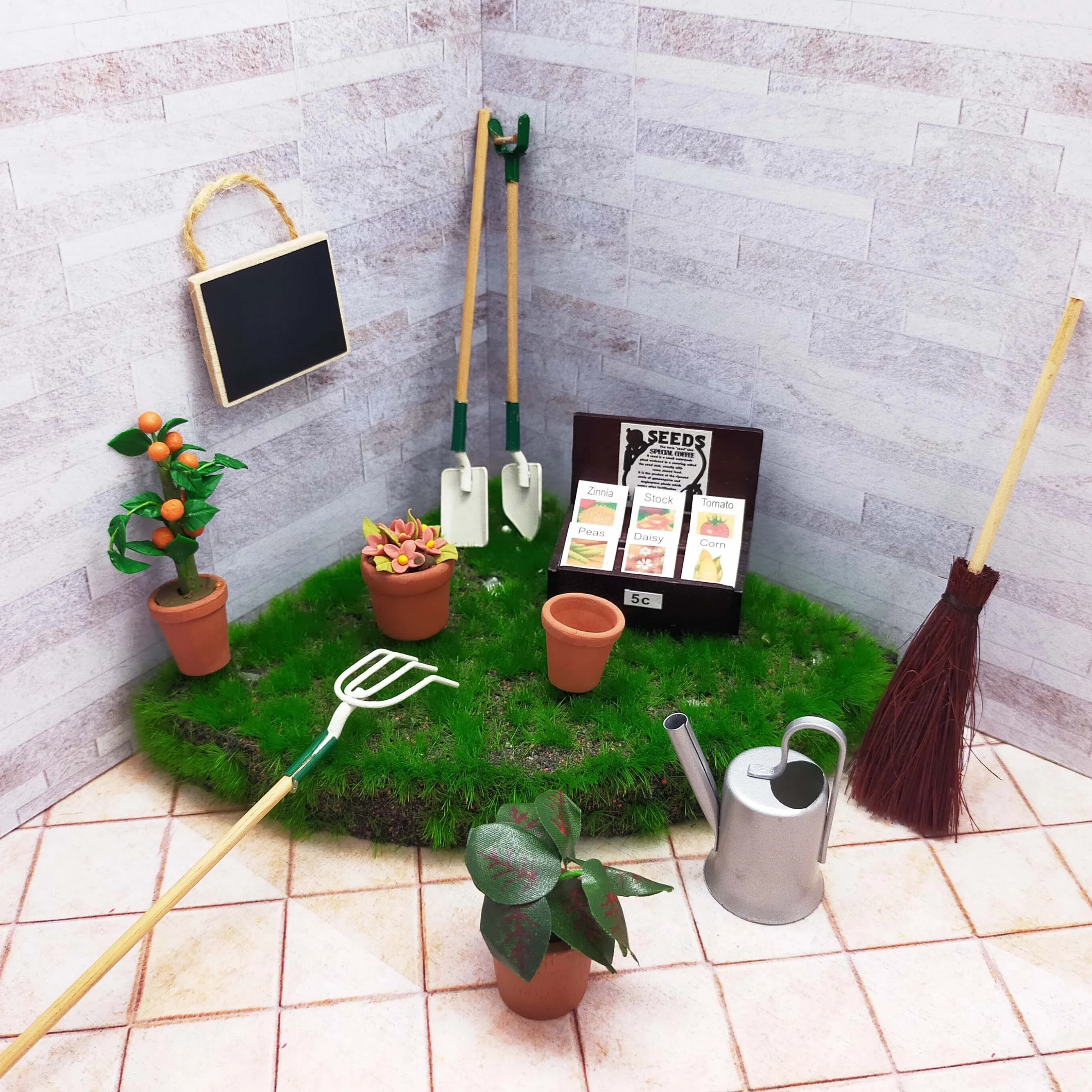 Dollhouse miniatures 1: 12  accessories plant flower gardening tools seeds  wrokshop