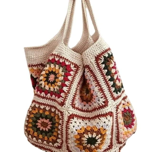 wholesale hot sale design handmade woven knitted camel beige shoulder tote women beach crochet paper straw bag