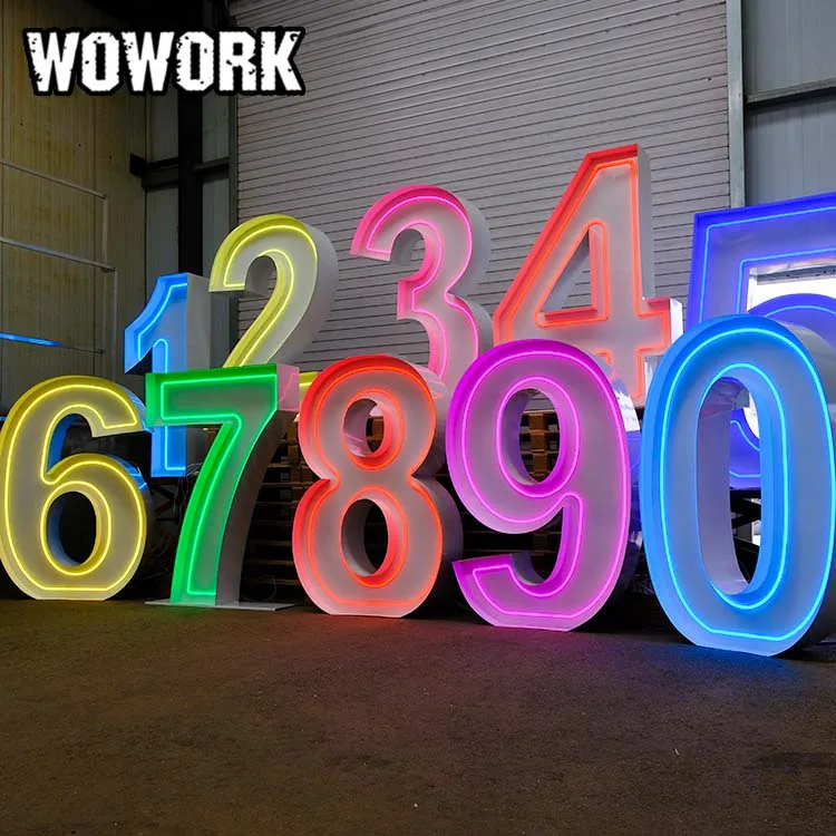 WOWORK 3D стальная Складная RGB неоновая рамка буквенный номер световое приложение управление пользовательский знак для украшения свадебных мероприятий