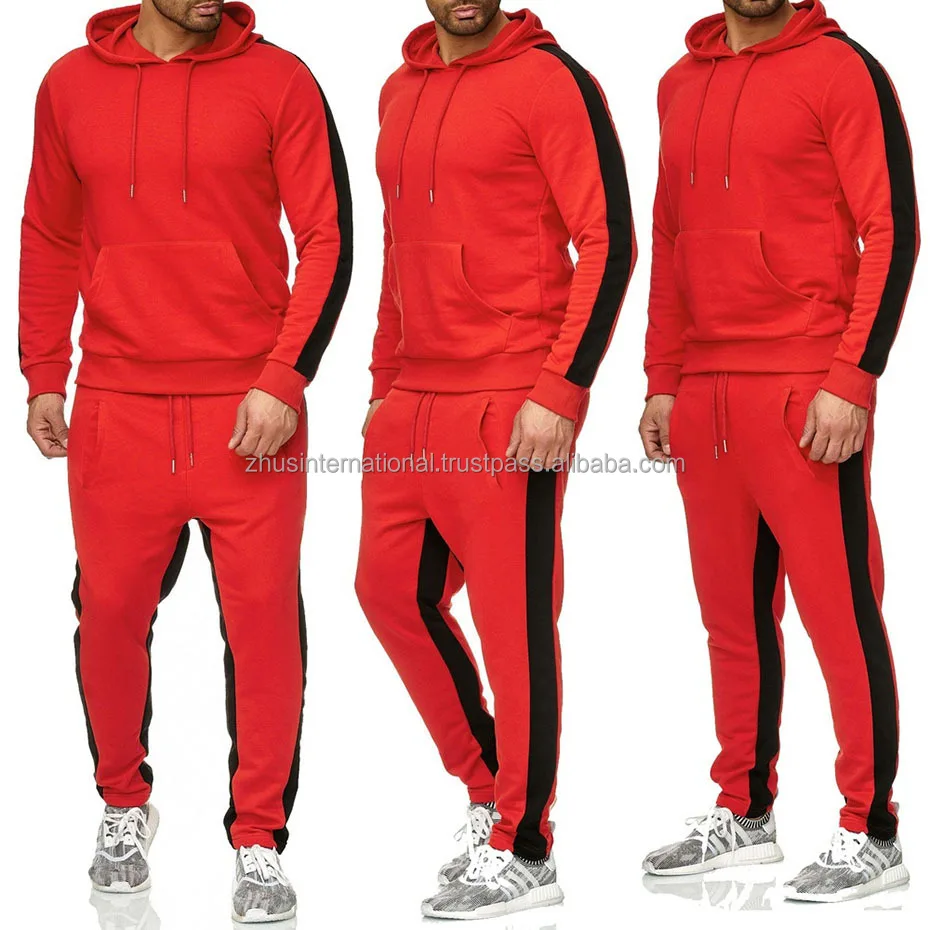 High Quality Top Selling Red 2 Piece Knitted Polyester Fleece Slim Fit Italian Custom Tracksuit With Custom Logo OEM Service