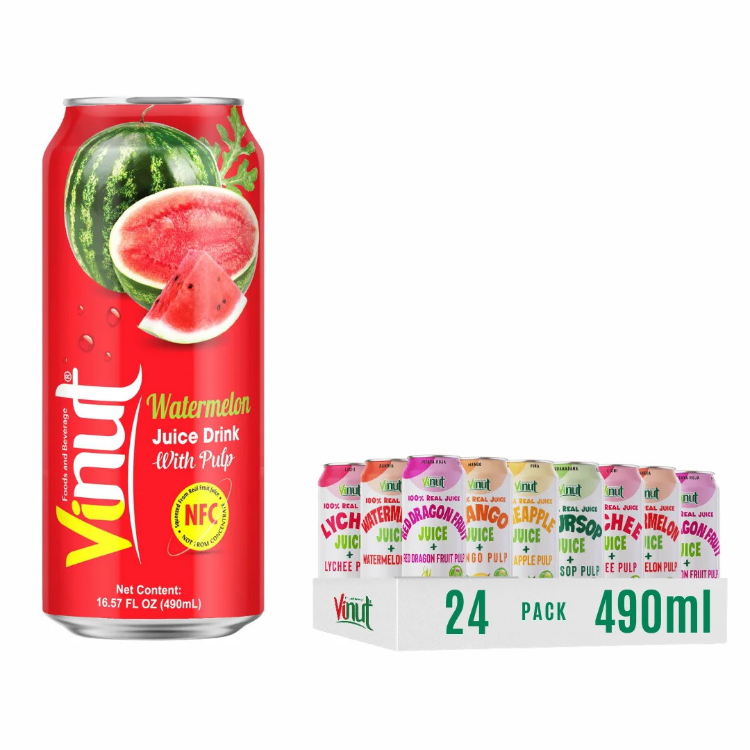 VINUT 490ml Flavored Fruit Juice Drink  With Pulp, Sugar-Free, Private Label, OEM Available, Free Sample Vietnam