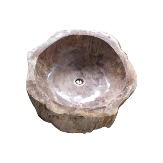 Stone Bathroom Sinks Bali Petrified Wood Sink - Natural Hand Wash Sink River Stone Stone Depot Custom Size Semi-pedestal