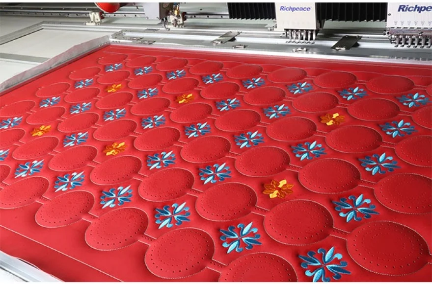 Richpeace Automatic Lifting Head Punching+Sewing+Embroidery Machine For Leather Interiors 3 Functions In 1