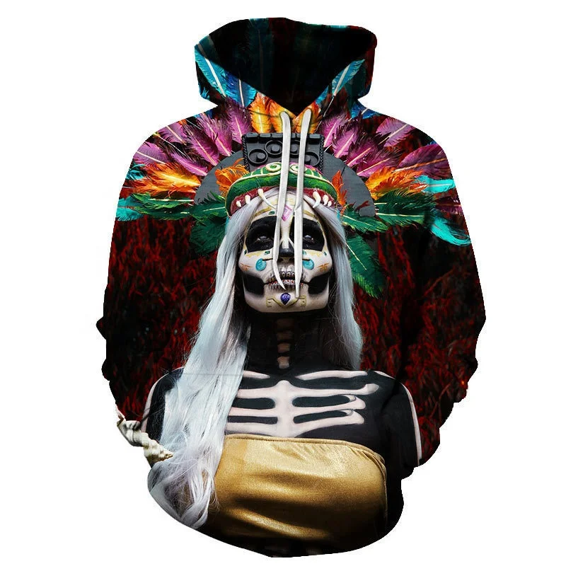 Крутой пуловер большого размера новинка толстовка Свободный Повседневный свитер с капюшоном на Хэллоуин 3d перекрестная картина злого клоуна подкладкой