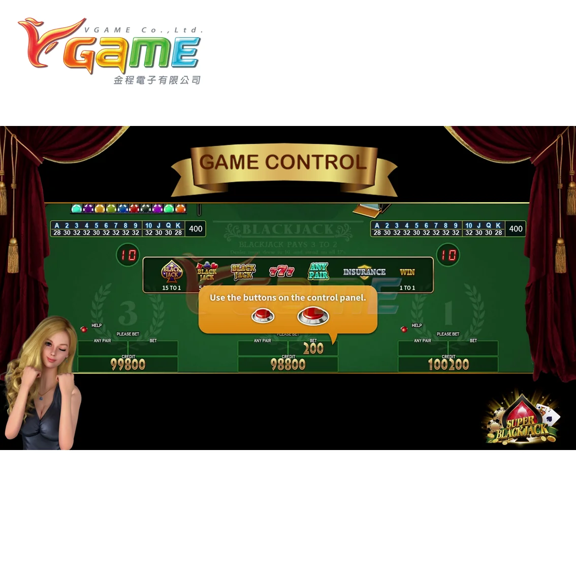 VGAME Poker Game Software Board Super Blackjack