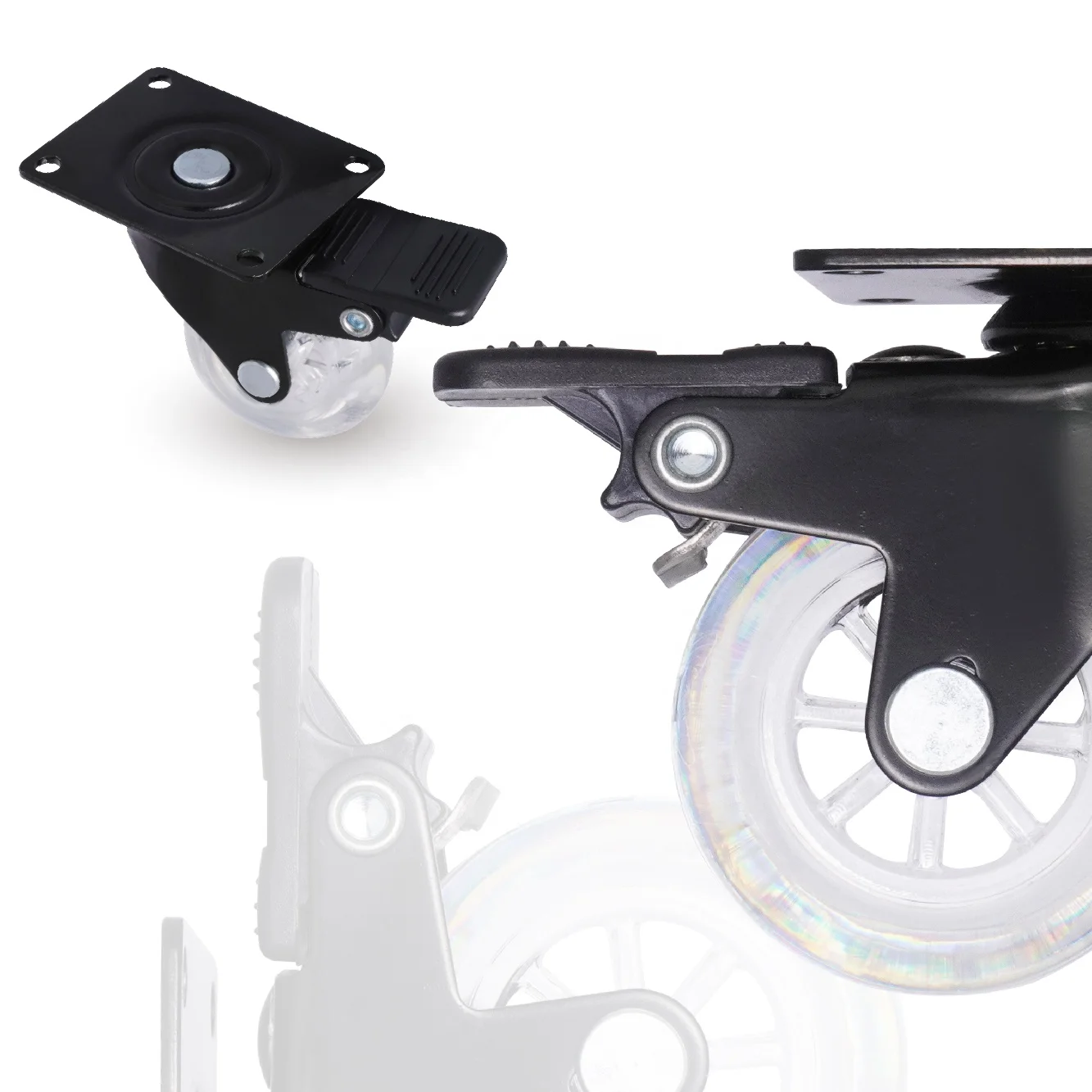 Caster Wheel 2 Inch Small Black Table PU Wheels Clear For Furniture