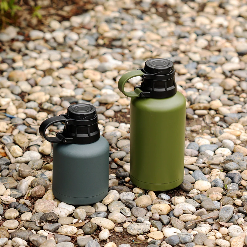 32oz 64oz Stainless Steel Double Wall Travel Pot Vacuum Beer Growler with Handle Lid Custom Logo Vacuum Flask Water Jug