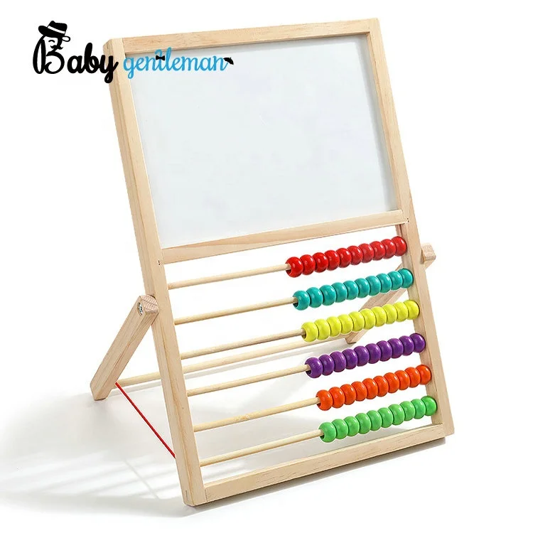 Wholesale Kids Double-Sided Wooden Magnetic Drawing Board With Abacus Z12283B
