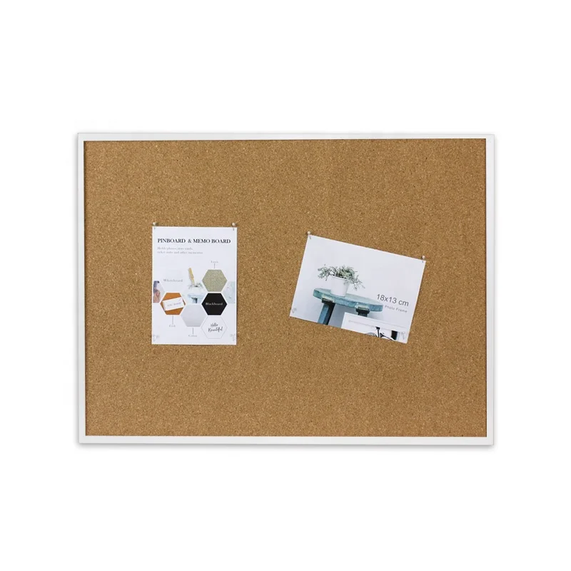 WPC Frame Cork Noticeboard With Push Pins And Hook