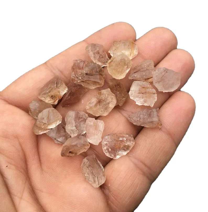 25 Pieces Natural Copper Rutiled Quartz Rough Untreated Loose Gemstone Genuine Hair Quartz Wholesale  jewelry making supplies