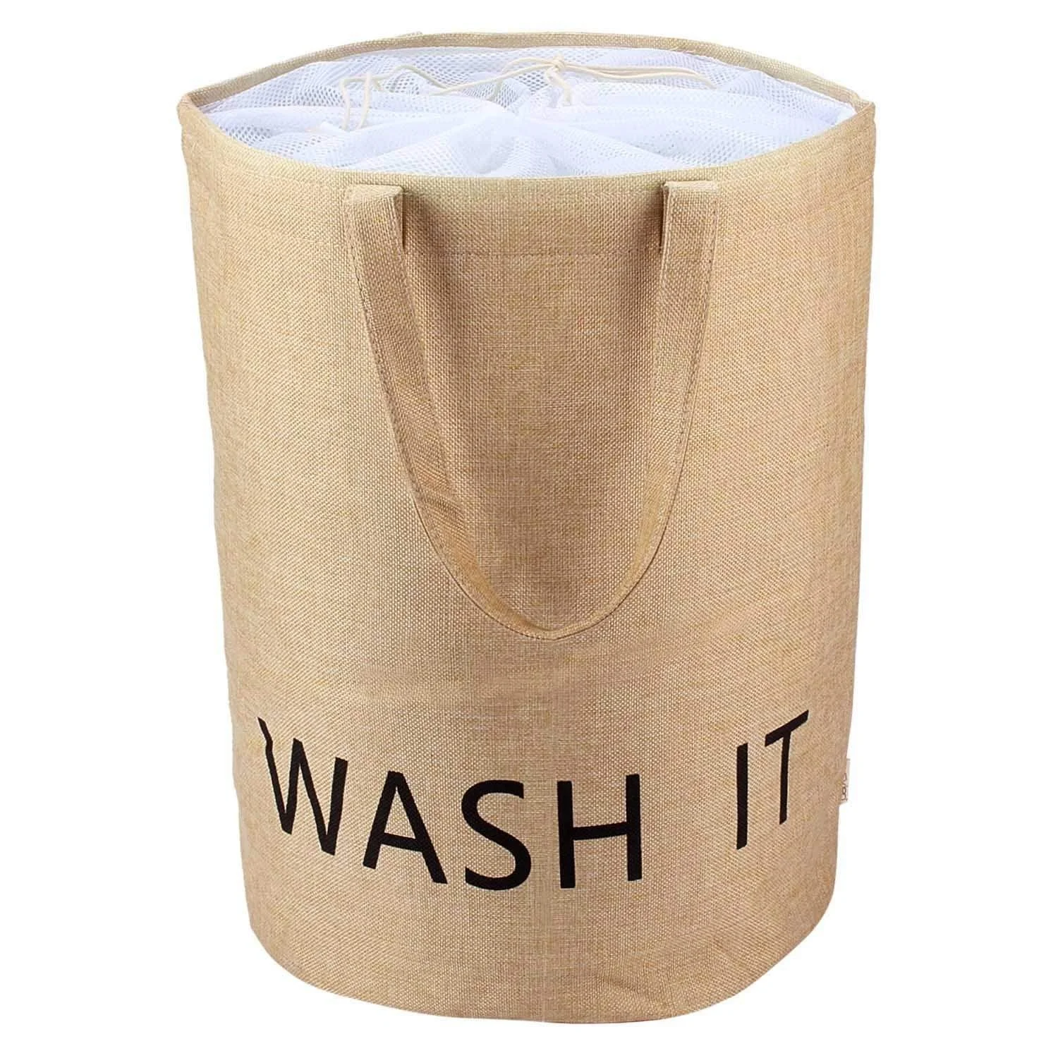 Джутовый мешок с ручкой для стирки с внутренней сеткой из высококачественного ламинированного материала Hessian для очистки с пользовательским логотипом