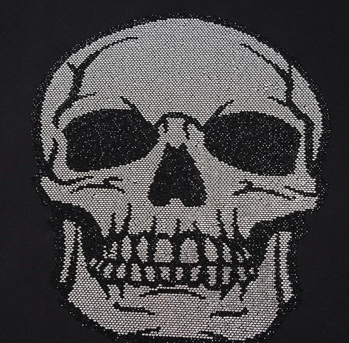 New 2021 Hot Selling Custom skull rhinestone heat transfer hoodie sweatshirt custom rhinestone fashion clothing