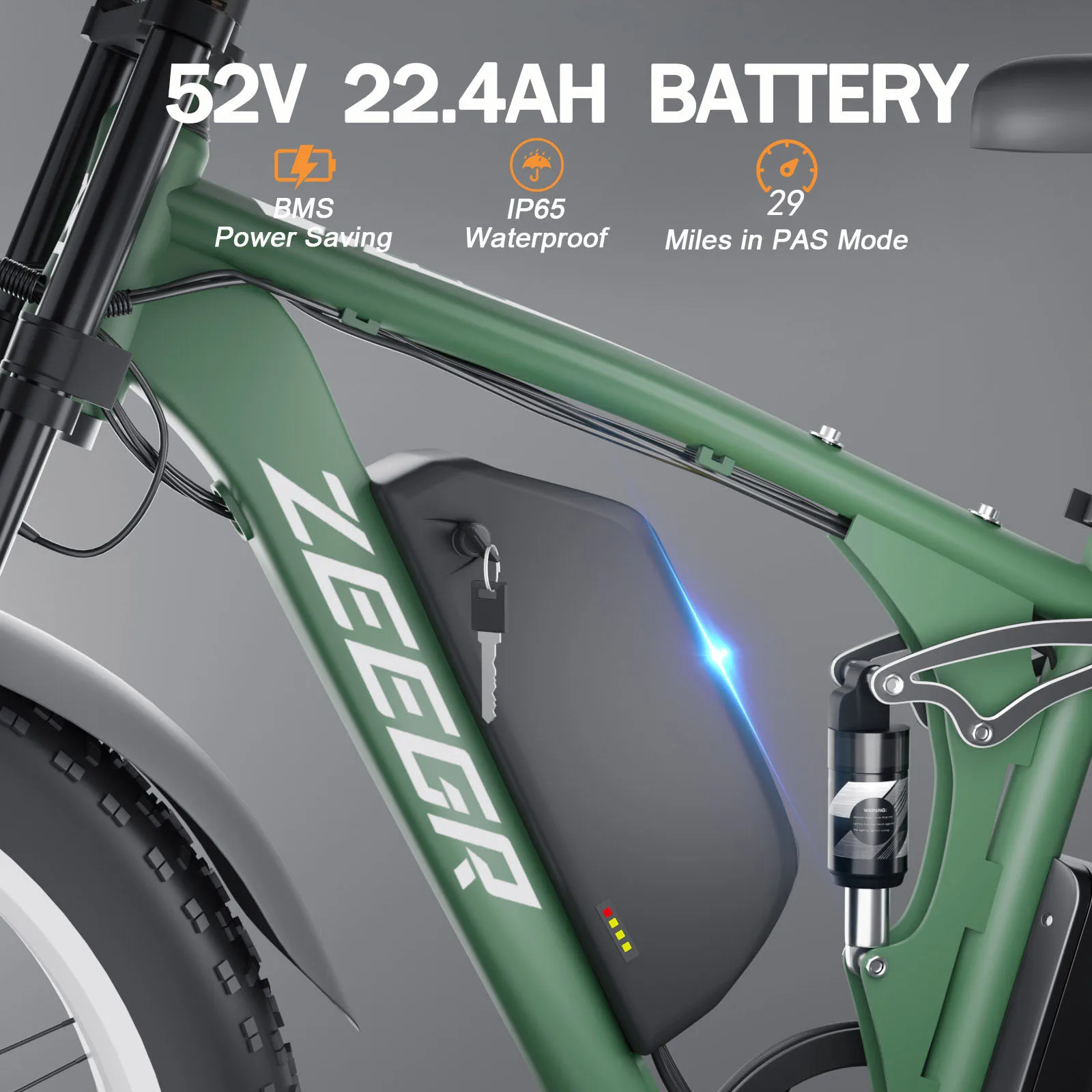 US Warehouse Electric Bike 52v 22.4ah Fat Tire E-bike 2000w Electric City Bicycle 26 Wheel Size Electric Mountain Bike