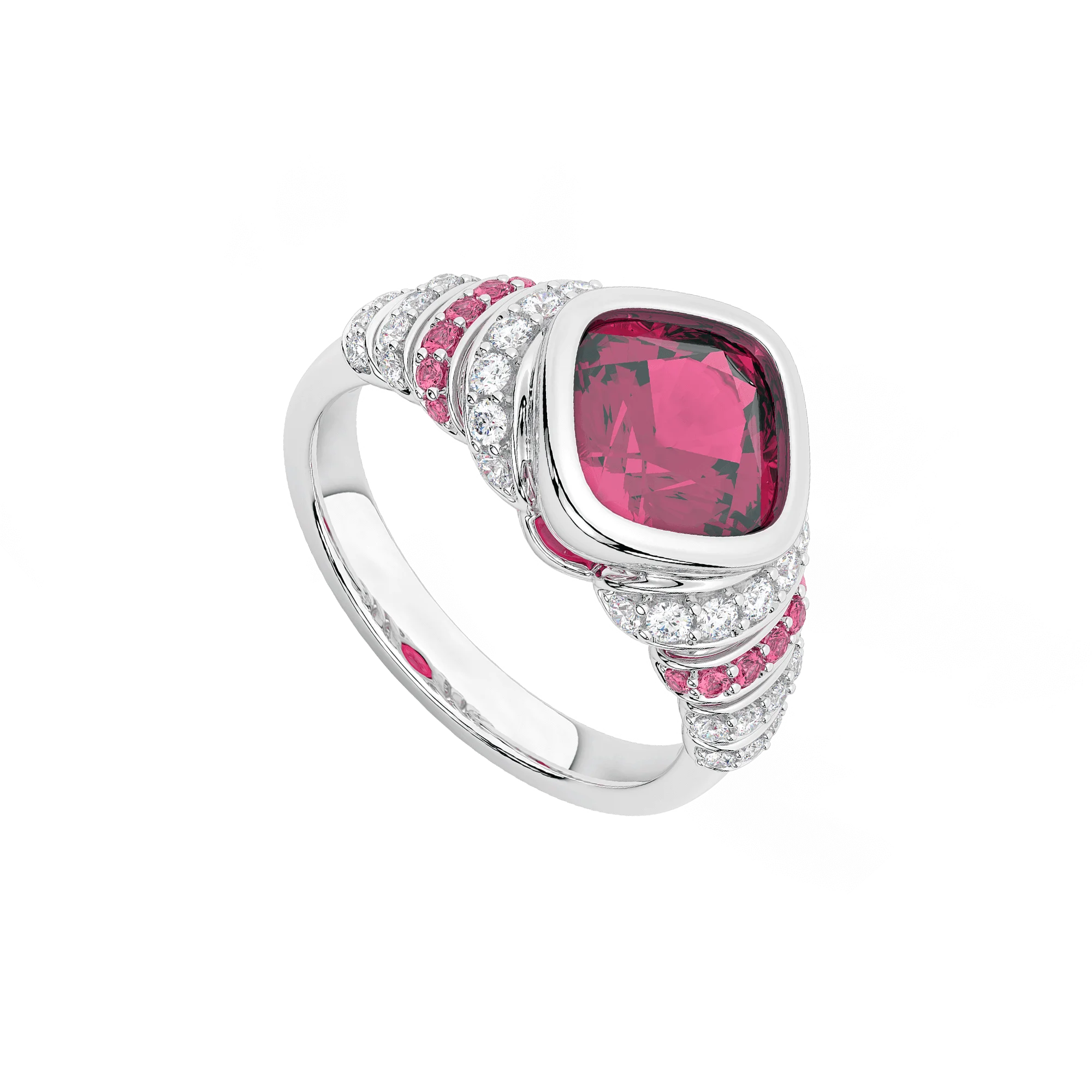 High Quality 14K White Gold Ruby Ring Fine Jewelry for Women With Factory Price