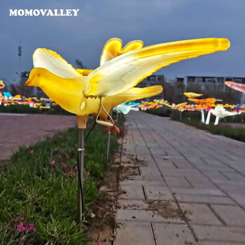 Waterproof dc12v white yellow light blue abs shell flying led pigeon lighting christmas bird ornaments decorations for outdoor