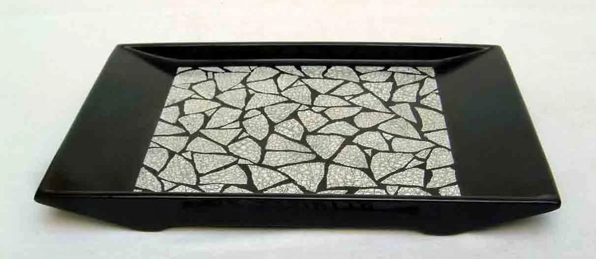 Rectangular egg-cell lacquer tray, handmade tray from Vietnam, for home-decor, tableware, kitchenware.
