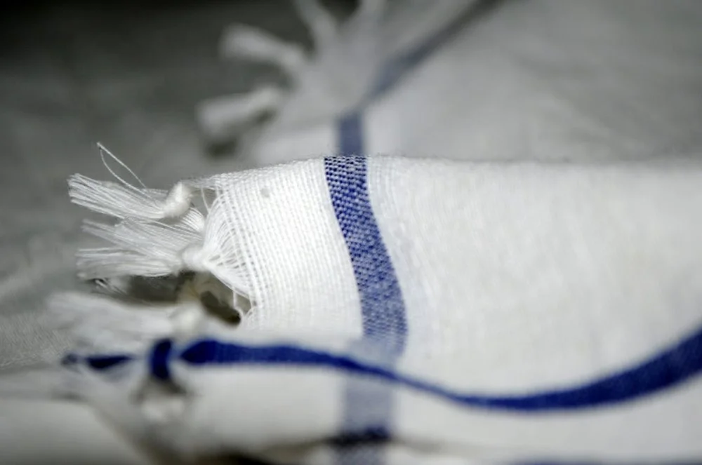 Hand woven white table cloth