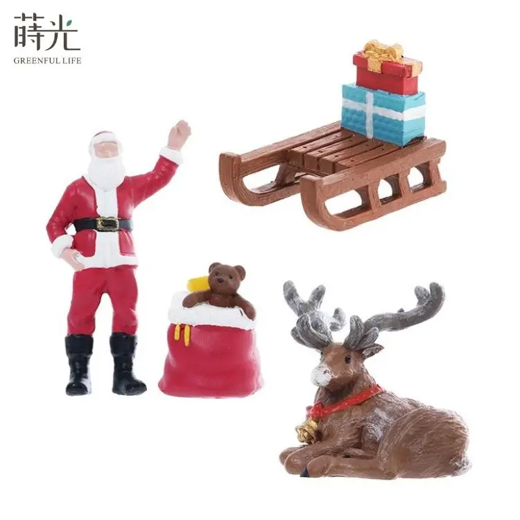 [2.9] Terrarium AccessoriesSanta Moose Gift Sleigh Made of Resin Miniatures Doll House Decoration