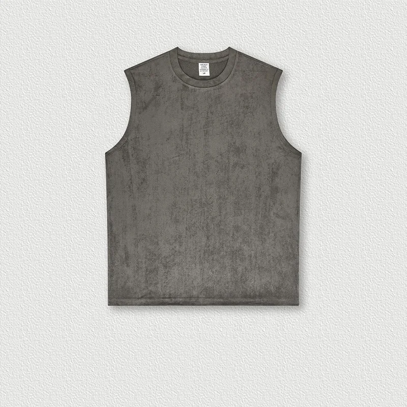 Custom High Streetwear Sleeveless Tee distressed sleeveless t shirt Vintage  acid wash sleeveless t shirt thick collar t shirt