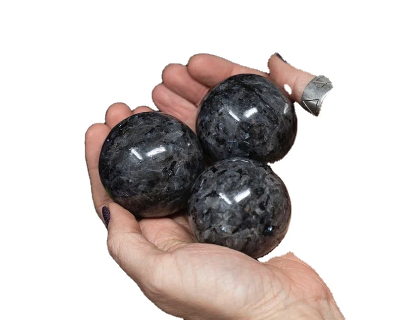 Natural Polished Larvakite Full Flashy Crystal Spheres Agate Sphere For Healing and Decoration