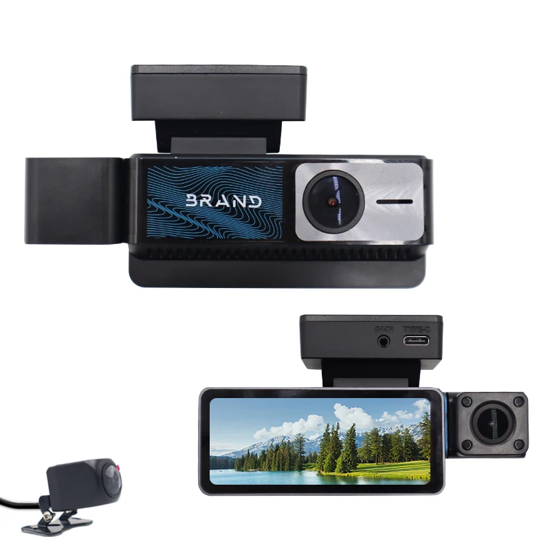 Triple Cameras Three Ways Front Inside Rear 360 Night Vision Recorder Full HD 4K Cam for Cars Car Dash Cam Video Cameras