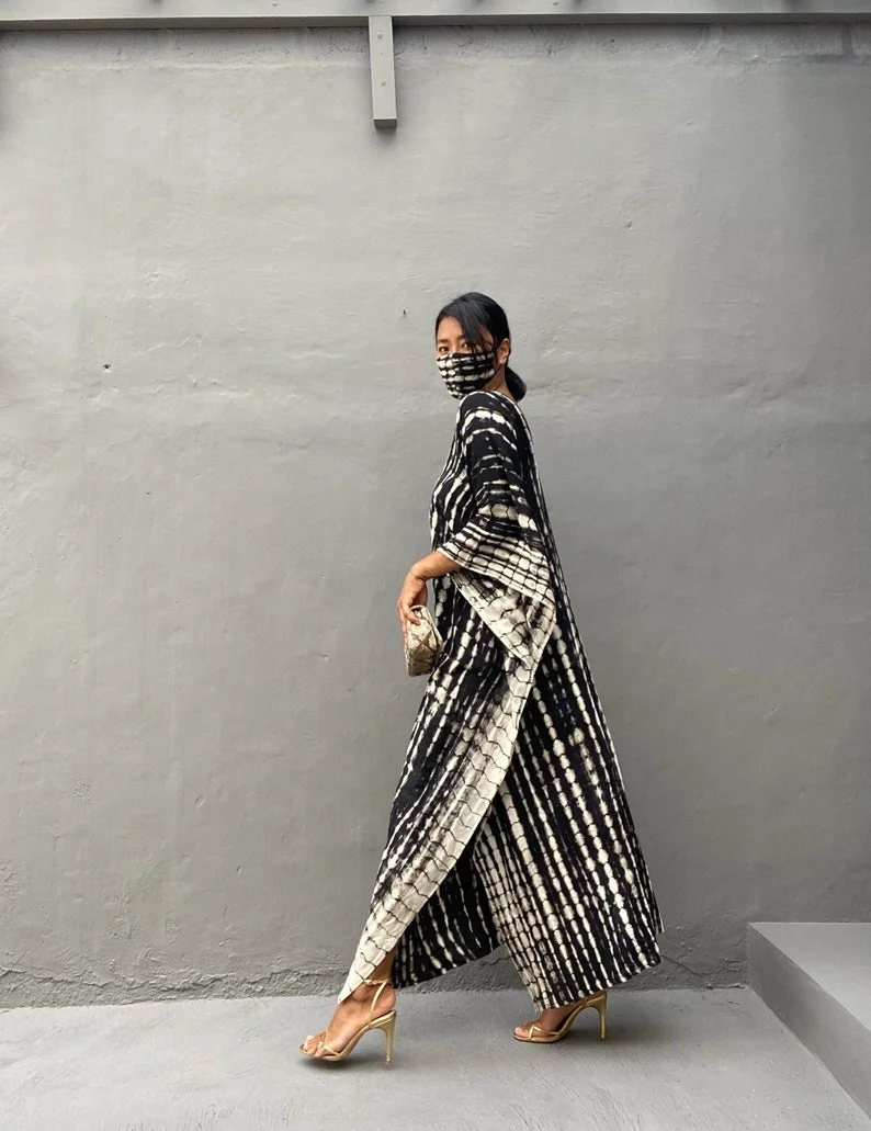 Summer Bohemian Collection Tie Dye Plus Size Kaftan Casual Cotton Clothing Fashion Long Dress