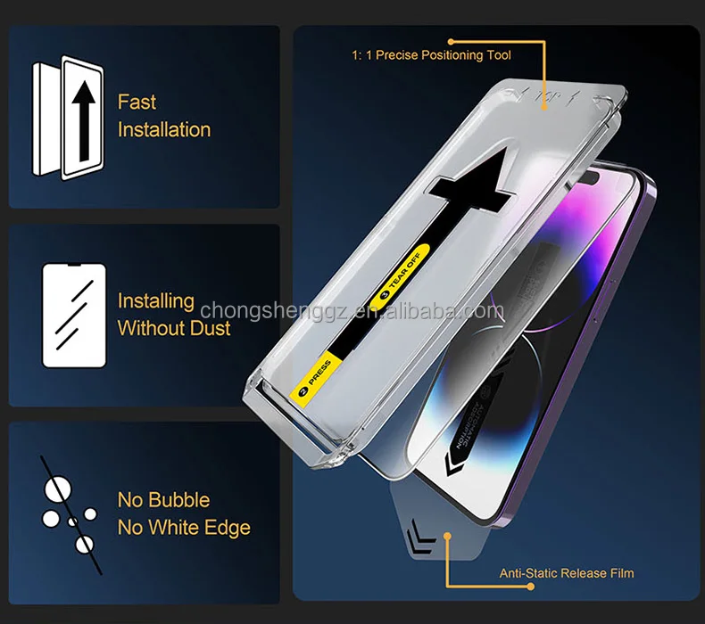 For iPhone 13 14 Pro max tempered glass installation frame iphone film easy install privacy screen protector installation kit