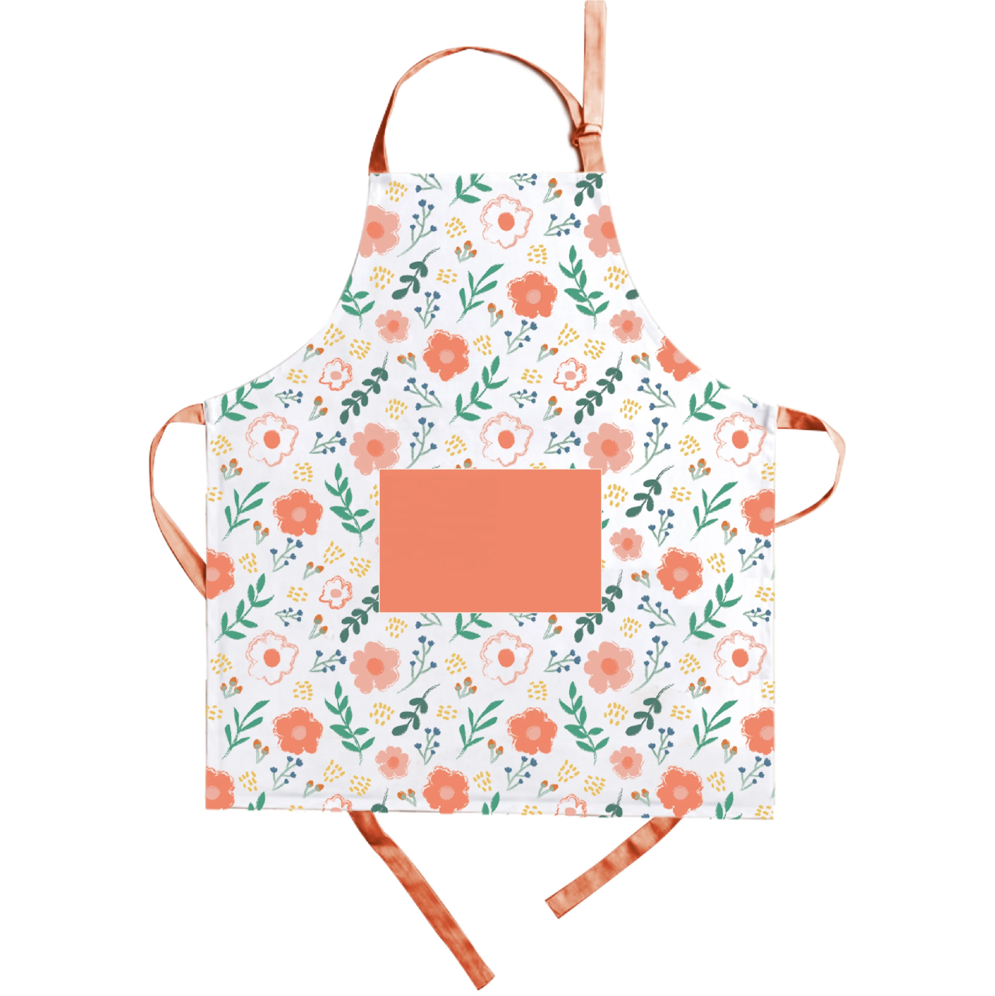 Orange and pink printed flower garden 100%Polyester cute apron