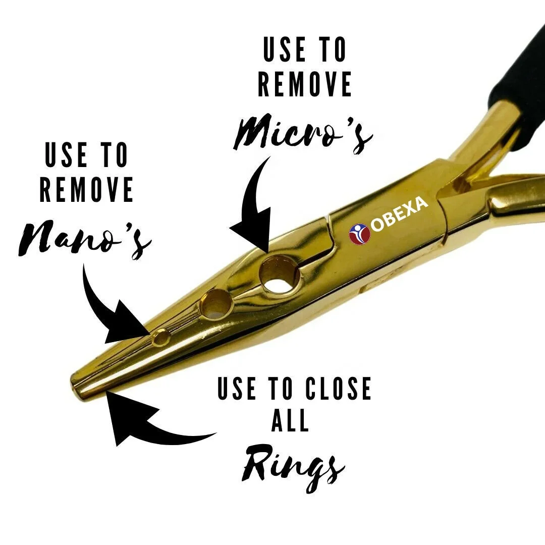 Removing Fitting Nano Copper Micro Rings Pliers Hairdressers hair extensions