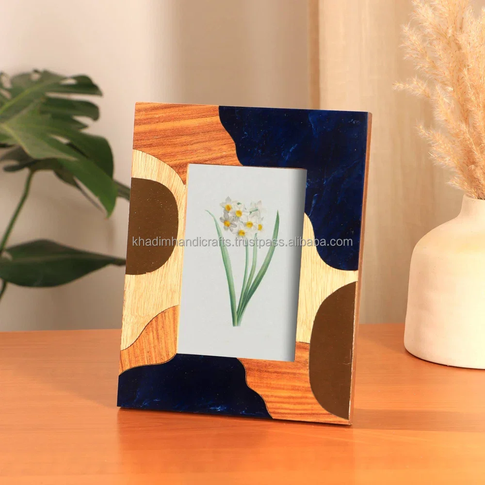 New shape and design resin inlaid photo frame with multi colors