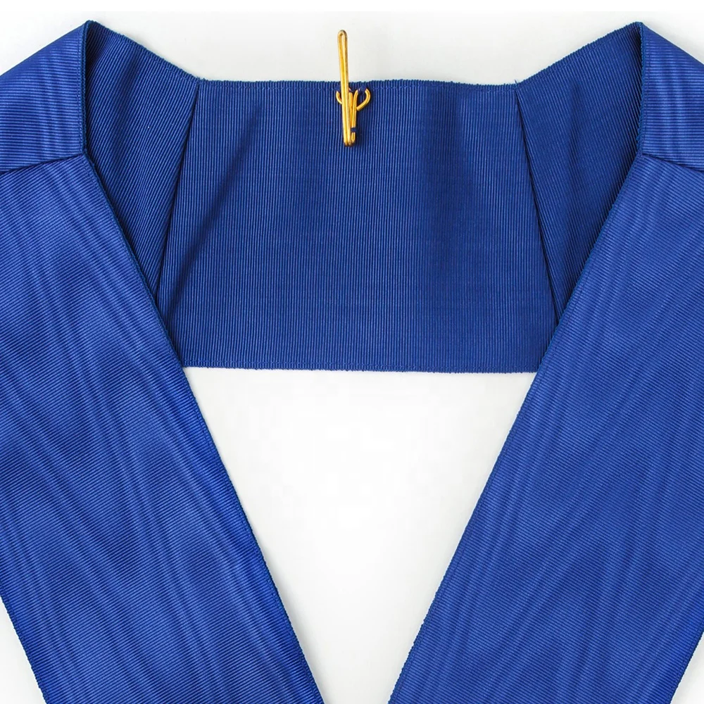 Masonic craft grand rank undress watermarked blue ribbon with gold trim and high quality for wearing