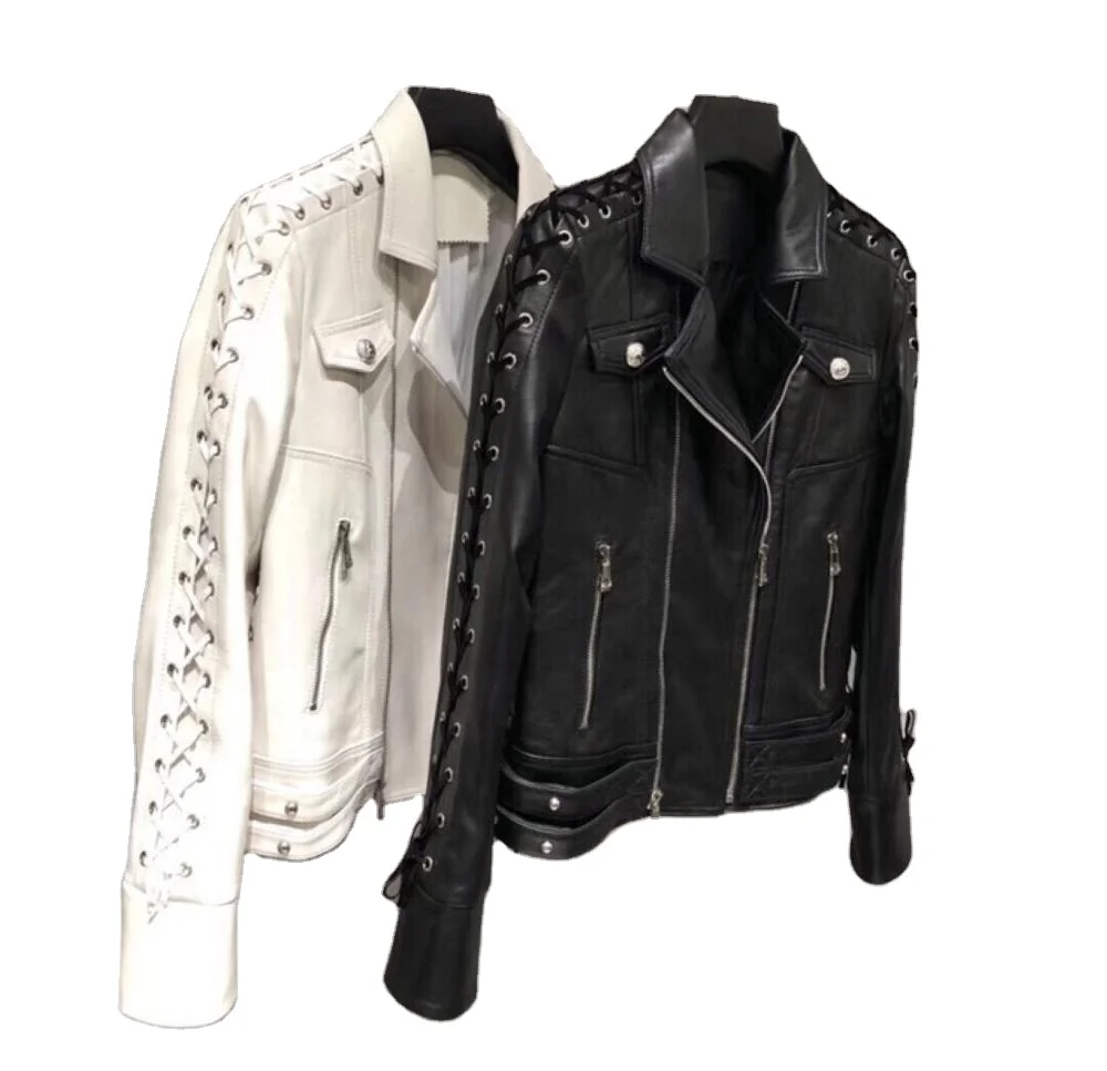 Ladies Black Real Lambskin Leather Coats Large size women Autumn winter New Faux leather jacket plus velvet slim long Ladies