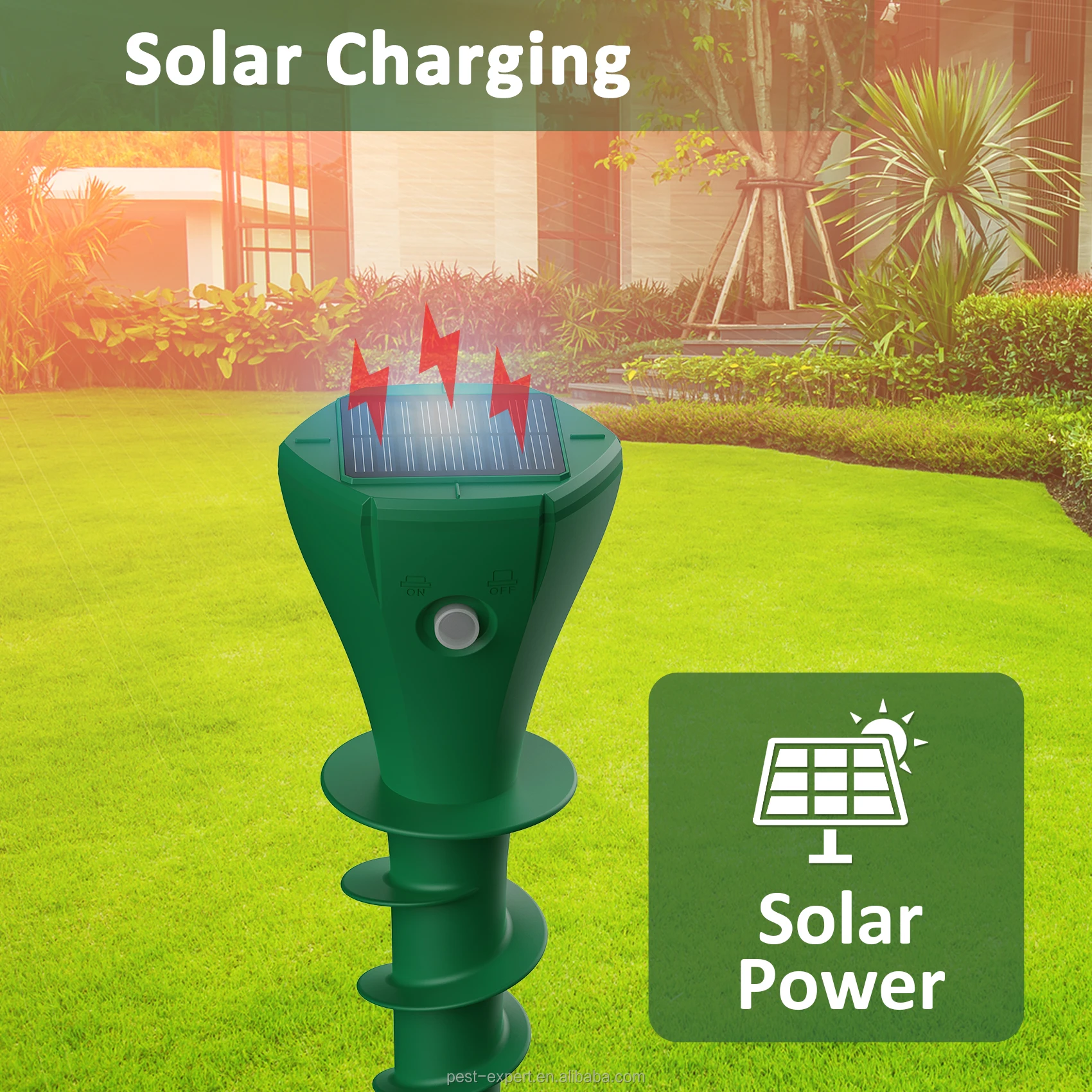 X-Pest Ultrasonic Groundhog Repellent Outdoor AR08M Sonic Deterrent Spikes Device for Lawns Solar Mole Repeller Snake Chaser