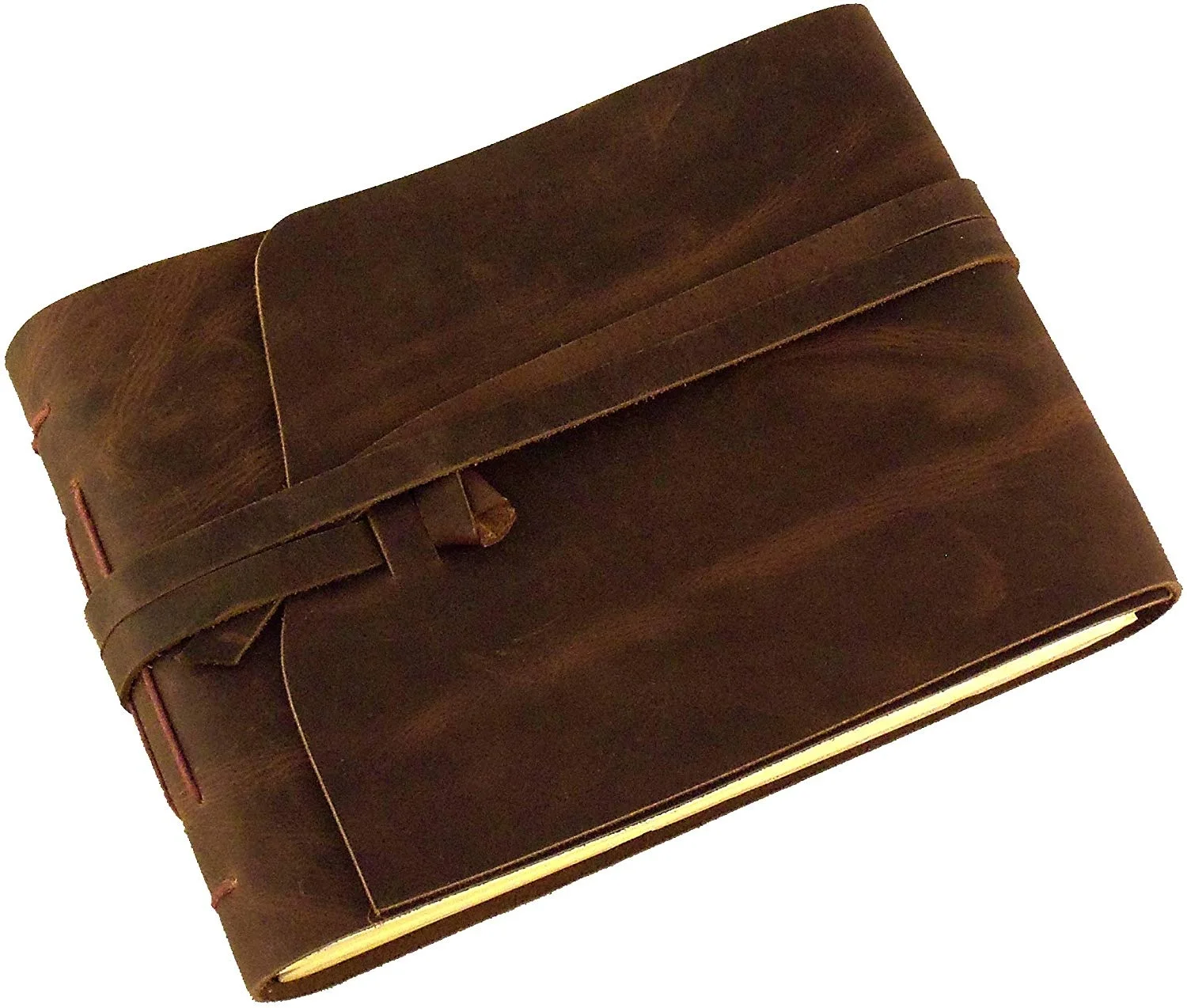Rustic Genuine vintage Leather Scrapbook Photo Album with Gift Box - Holds 100 4x6 or 5x7 Photos Family Baby Wedding Album