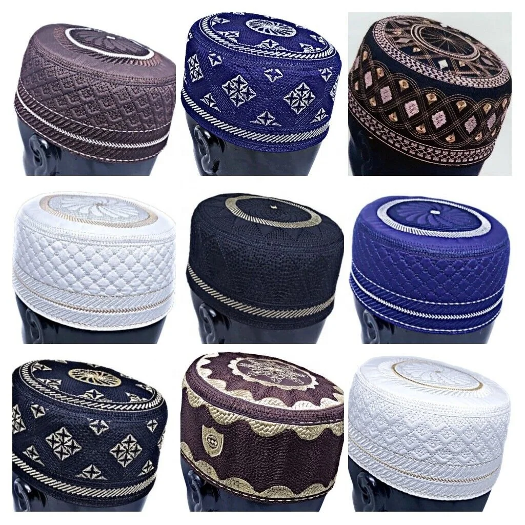 New Style Wholesale Egyptian Bangladesh Arabic Men Embroidery Muslim Prayer Hat Islamic Kufi Hat For Muslim Direct From Factory