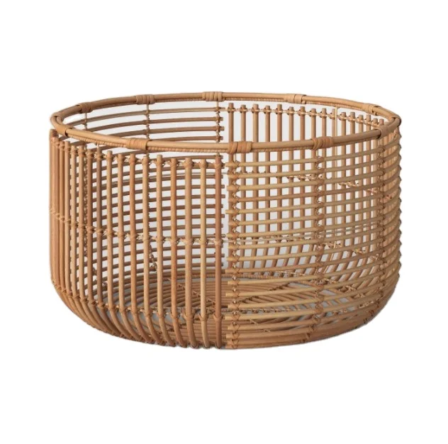 Modern luxury high quality woven rattan basket loose weave plastic rattan storage organizer basket