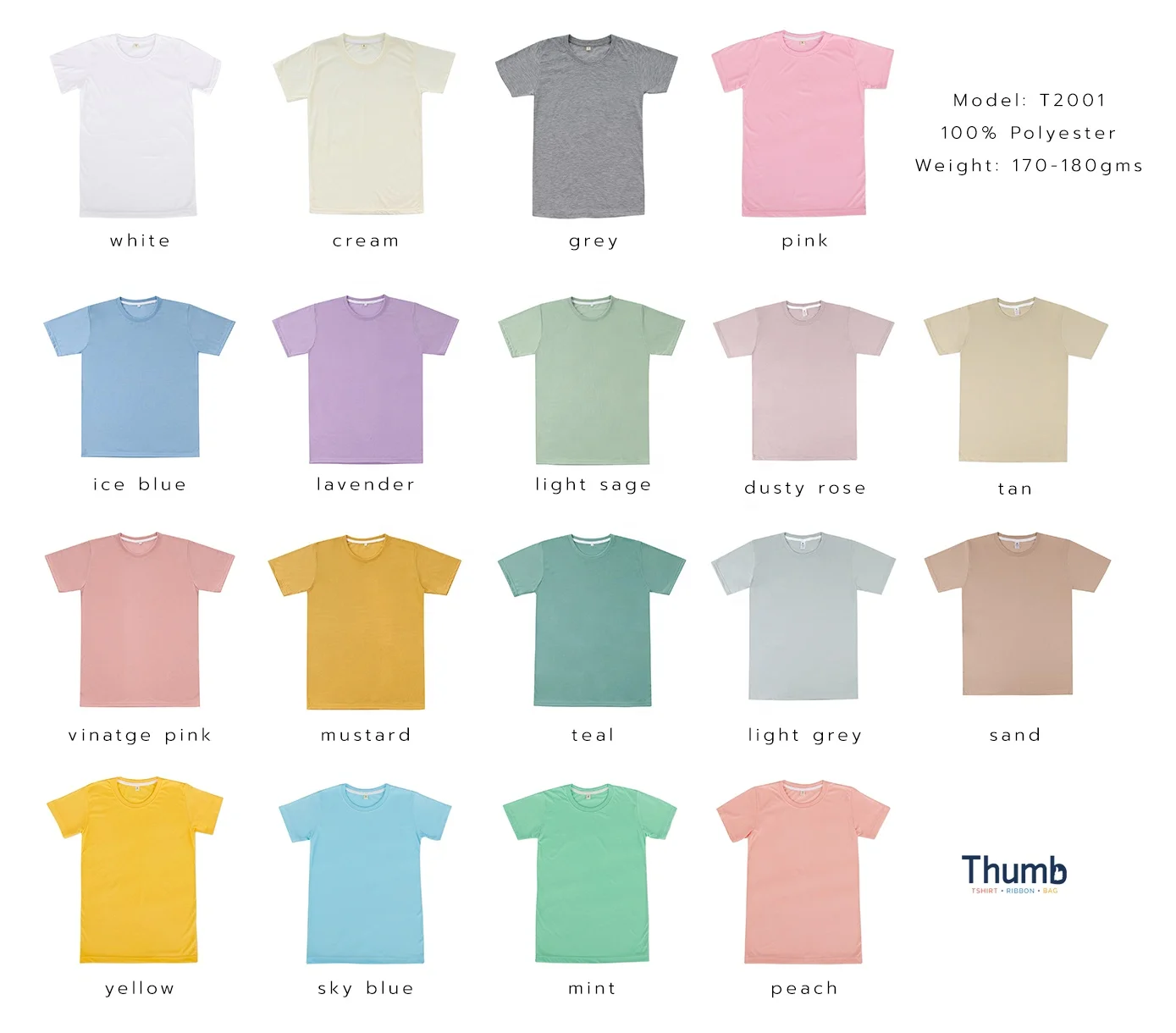 The Most Popular 100% Polyester Blank T shirt Softness for Sublimation Printing Method or Heat Transfer