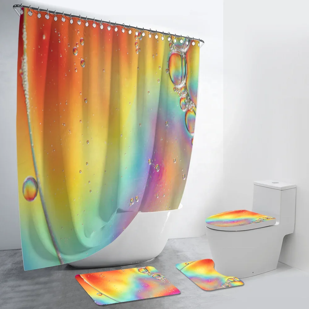 Wholesale Price Colorful Abstract Fluid Painting 4Pcs Bathroom Set