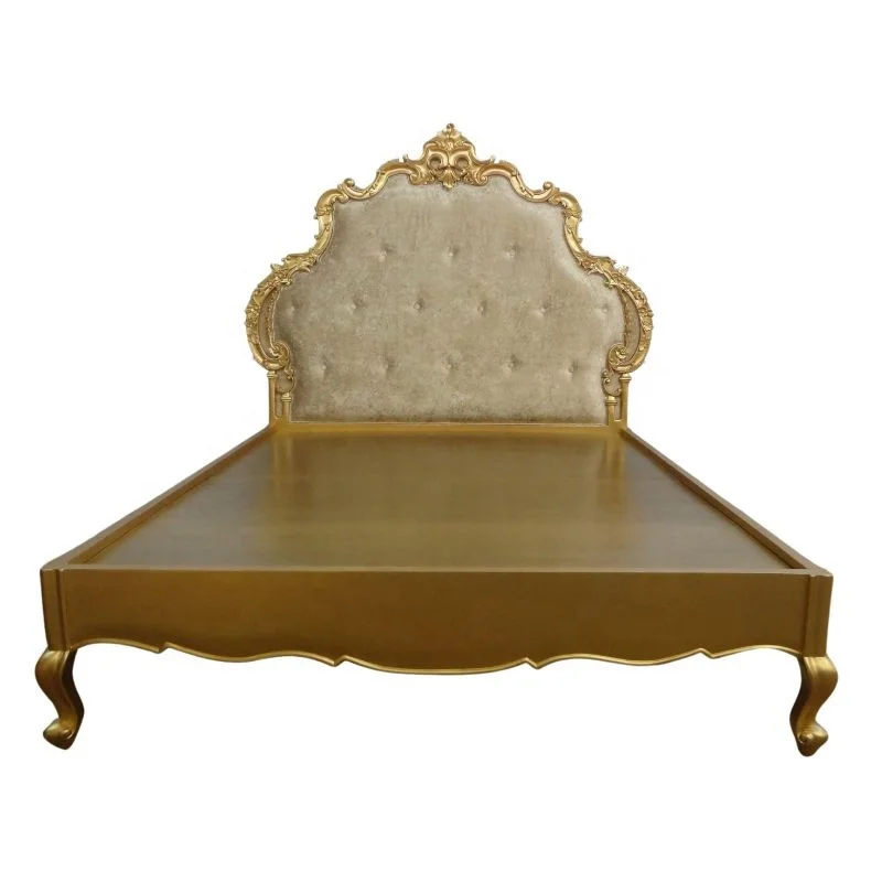 Каркас кровати из массива дерева ручной работы с мягкой обивкой изголовья бархатной ткани для мебели спальни и