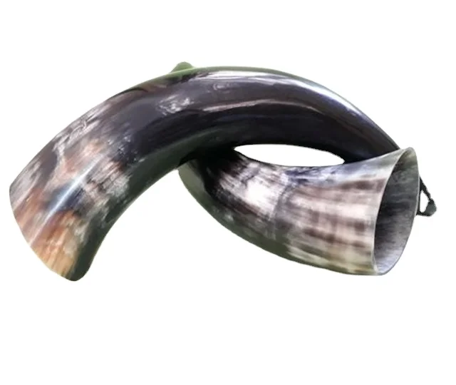 Export Quality Buffalo Horn Drinking Horn Polished and Carved Glass Nautical Style Viking Horn for Beer Wine Alcohol Drink
